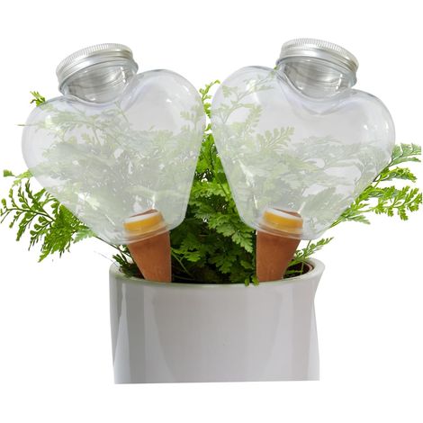 2 Pièces Cone Arrosage Bouteille 500ML, Bille Argile Plante Interieur, Systèmes D'irrigation Automatique pour Planter Pot En forme de cœur (1/5)