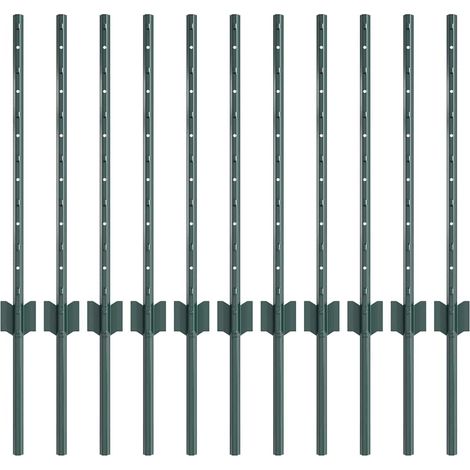 Poteaux de clôture 11 pcs U-Channel Vert 60 cm Acier CFW6541476 (1/5)