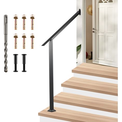 Main Courante pour Escalier, Rampe d’Escalier Extérieure en Métal Galvanisé, Angle Réglable Flexible,Compatible avec 3 Marches,Garde-corps de Sécurité (1/5)