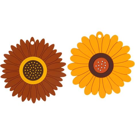 Lot de 2 dessous de plat en PVC, forme tournesol, antidérapants (1/5)