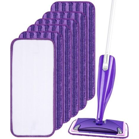 6 Packs Lingettes Reutilisable pour Swiffer WetJet 30x14cm,Mop Pads Microfibrespour frotter sols secs/humides,viol (1/4)
