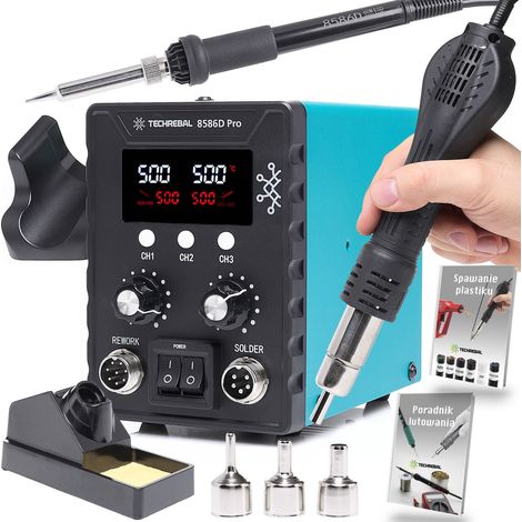 Station de soudage 2 en 1 760W – Air chaud et fer à souder – Température 100-500°C – Écran LCD – Soudage plastique