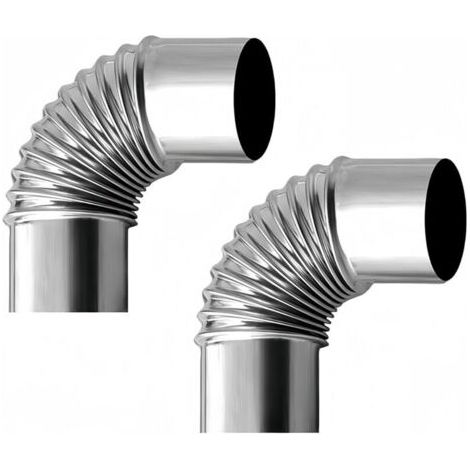 BUNTHAUS Lot 2 Cheminée de poêle à bois en acier inoxydable de 60 mm, adaptateur de tuyau de coude de conduit de conduit de conduit de cheminée à 90°, tuyau de cheminée étendu, tuyau de cheminée de ca