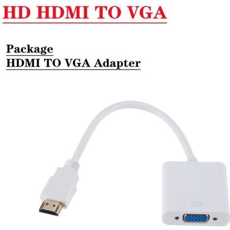 blanc adaptateur HDMI vers VGA HD 1080P, câble convertisseur pour Xbox, PS4, PC portable, boîtier TV vers éc (1/4)