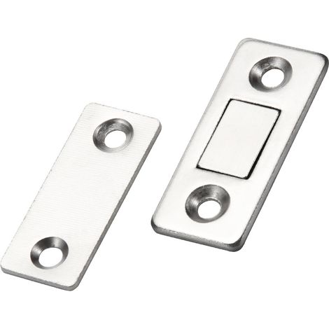 Lntyq Loquet magnétique pour porte de placard Jiayi Lot de 2 loquets magnétiques ultra fins en métal Fermeture adhésive aimantée Aimant puissant pour portes coulissantes Tiroirs Fenêtre Armoire (1/4)