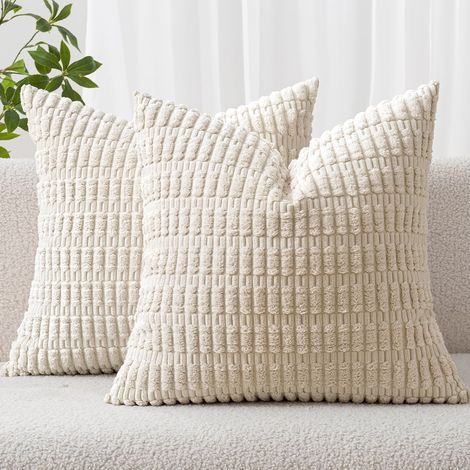 Taie d'oreiller en peluche, blanc cassé, 5050cm (hors garniture), lot de 2, décoration intérieure, canapé, canapé de salon. (1/5)