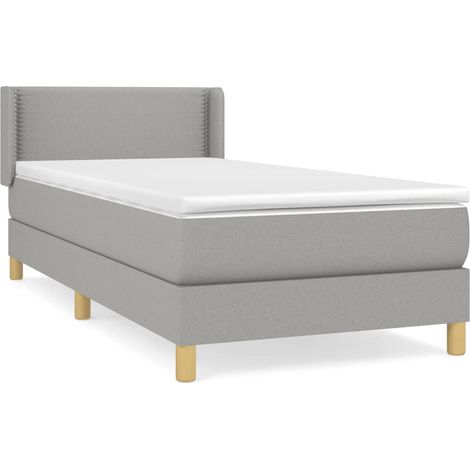 Maison Exclusive - Cama box spring con colchón tela gris claro 90 (1/5)