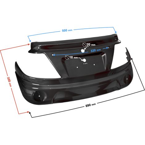Cubierta trasera para scooter Tres, negra (1/2)