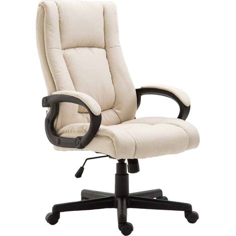 Chaise de direction rembourrée pivotant avec accoudoirs avec revêtement tissu crème cadre plastique 100006988