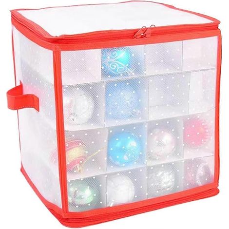 Boîte de rangement pour décorations de Noël avec séparateurs, sac étanche avec séparateurs pour rangement sous le lit, dans un placard, à la maison, au sous-sol ou en appartement. (1/5)