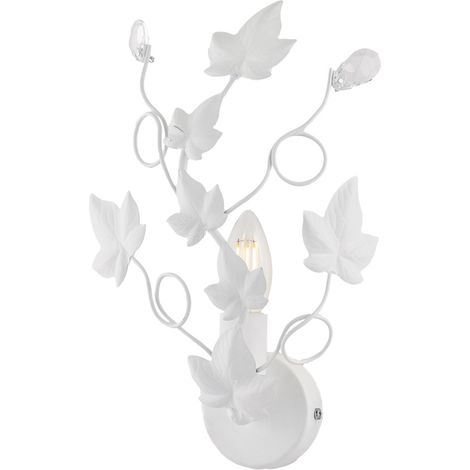 Applique shabby in ferro una luce Bianco strass 22x h32 cm edera (1/3)