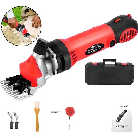 Máquina de esquilar ovejas y cabras, 6 velocidades, diseño ergonómico, color rojo. (1/2)