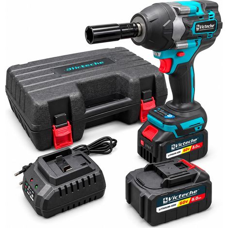 Avvitatore a Impulsi Batteria 60V 8Ah Brushless 1300 Nm Attacco 1 2 Pollice 2 Batterie Bussole Caricabatterie Valigetta Victeche (1/5)