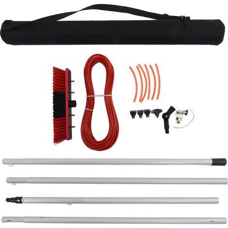 Kit de lavage à brosse télescopique en alliage de titane 4 mètres avec brosse à eau 30 cm pour nettoyage de fenêtres et panneaux solaires (1/5)