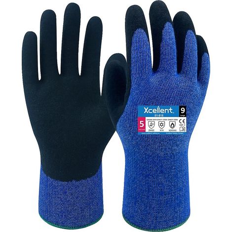 Gants 51-818 PRO Jauge 10 isolant chaud/froid et anticoupure bleu taille 8 - la paire - XCELLENT
