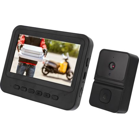 Sonnette vidéo avec écran 4,3 pouces, caméra 1080p, communication audio bidirectionnelle, étanchéité IP66 pour une utilisation extérieure. (1/5)