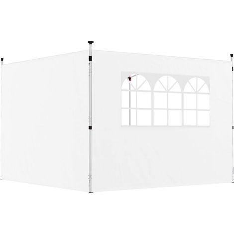 Seitenwände für einen 3 x 3 m großen Pavillon, Pavillonwände mit Fenster, 2er-Set, weißer Oxford-Stoff