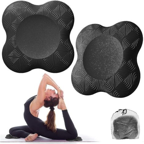 Lot de 2 genouillères de yoga, support confortable et léger pour la pratique à genoux, noires (1/4)
