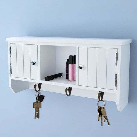 Armario de pared para llaves y joyas con puertas y ganchos (1/5)