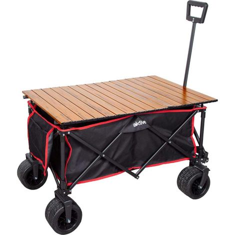 Chariot de Table de Plage, pour Le Transport d'Accessoires de Plage, de Jardin ou de Camping, Noir, 100 kg, roulettes Robustes et roulettes Pivotantes à 360° avec Freins, Poignée Multiangle (1/5)