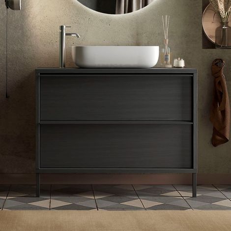 Mobile bagno 2 cassetti Adam79 colore nero frassinato 79x43x78H (1/5)