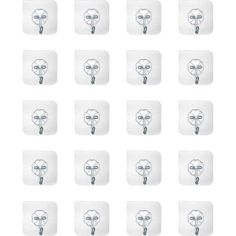 20 Stück transparente Klebehaken-Aufkleber, Badezimmer-Wandhaken, wasserdichter Handtuchhalter für Schlafzimmer, Badezimmer, Küche, Decke, zum Aufhängen von Bademänteln (1/4)
