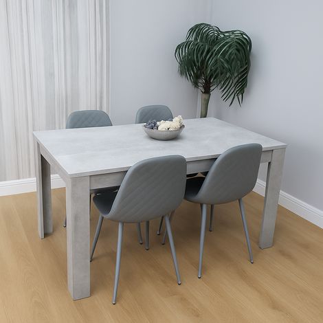 Wooden Rectangle Dining Table Sets with Set of 4 Chairs for Dining Room, Grey (1/5)