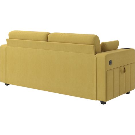 CHICFURN Divano a 2 posti 172x75x82 cm in ciniglia giallo senape con USB e contenitore (1/5)