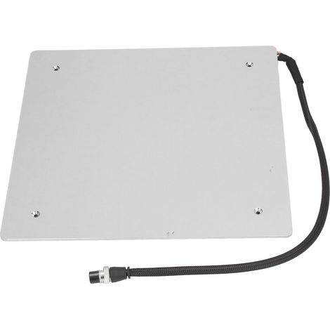 Plaque chauffante aluminium 310x310x3mm pour imprimante 3D, substrat DC12V 220W, pad thermique avec trous de fixation espacés de 240x240mm, compatible CR10, CR10S et modèles similaires.