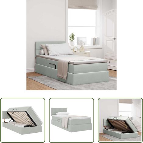 vidaXL Cama con almacenamiento Gris Claro 90 x 190 cm Terciopelo (1/5)