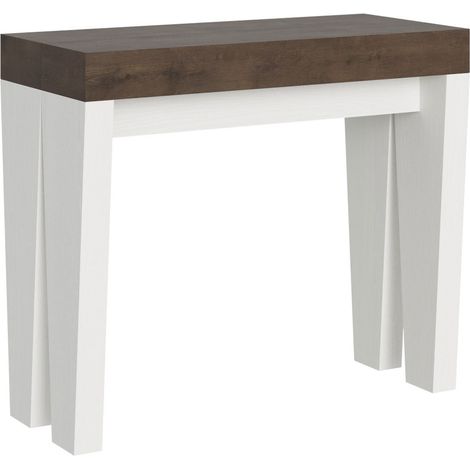 Console Extensible 90X40/300 Cm Plateau Spimbo Mix Noyer Structure Frêne Blanc (1/5)