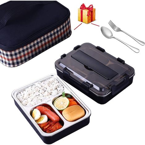 Boîte à lunch étanche en acier inoxydable Bento Box 1200ml avec compartiments, idéale pour la randonnée (1/4)