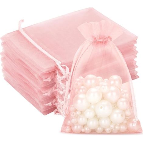 50 Sacs Organza Rose 10x15cm - Pochette Cadeau Élégante et Réutilisables pour Bijoux, Mariage, Fêtes et Cadeaux Personnalisés (1/5)