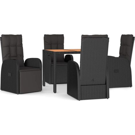 Maison Exclusive - 5-tlg. Garten-Essgruppe mit Kissen Schwarz Pol