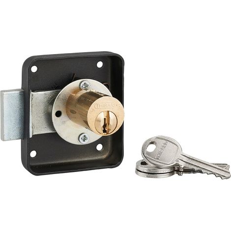 Serratura per mobile, mobilio, destra, asse 35mm, 70x60mm, nero, 3 chiavi - THIRARD