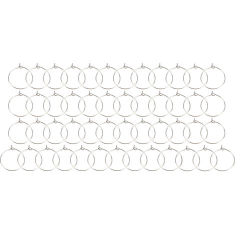 50PCS 20mm Bulk Hoop Earrings Stainless Steel DIY Anti Allergy Wine Glass Rings Jewelry Making Wedding Birthday Party (1/5)