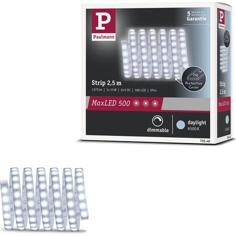 Ruban LED 2,5 m 1375 lm IP44, avec 1 x 15 W, dimmable, blanc lumière du jour, argent, ruban LED, matière plastique, bande lumineuse 6500 K (1/5)