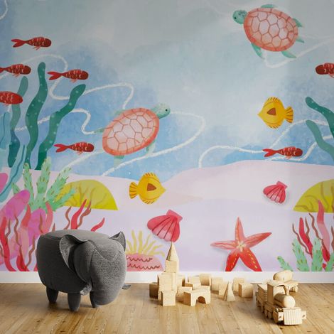 Papier Peint Enfant - Vie Sous-Marine Colorée - 150 x 250 cm (1/2)