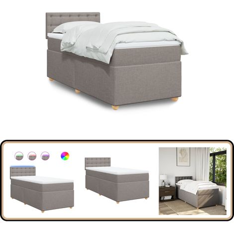 vidaXL Sommier à lattes de lit avec matelas Taupe 80x200 cm Tissu
