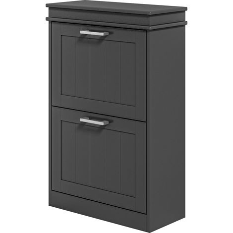 TwoDrawer Minimalistic 10Shoe Cabinet Black (1/5)