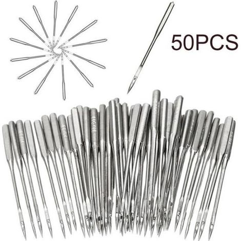 Aiguille Machine A Coudre - Alliage Fer - 11/75 12/80 14/90 16/100 18/110 - Pour Tissus Fins Epais - 50 Pièces (1/4)