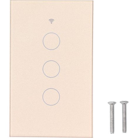 Interrupteur Tactile Zigbee 3 Voies Verre Trempé Doré 100-240V Sans Condensateur Design Élégant pour Éclairage Connecté (1/5)