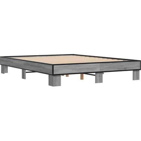 Cadre de lit sonoma gris 150x200 bois d'ingénierie et métal (1/5)