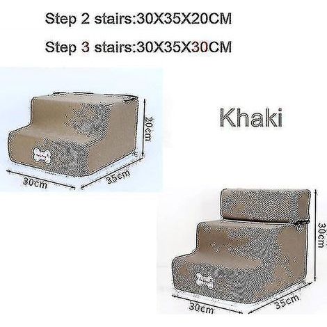 Rutschfeste, abnehmbare 3-stufige Hundetreppe für kleine Hunde und Katzen, ideal für Zwinger, Hundebetten oder andere Haustiere. Haustierzubehör – 3 oder 2 Stufen (30 x 35 cm). (1/5)