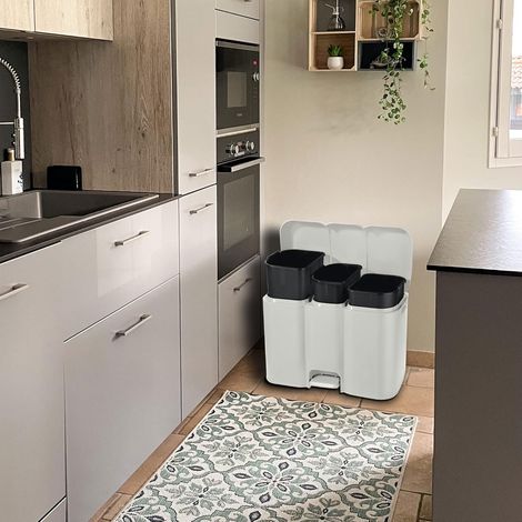 PATTUMIERA DIFFERENZIATA PATTY 3 LT.13+8+13 cm.58,5x32x41,5h. lt.13+8+13 panna TONTARELLI