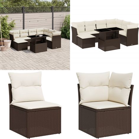 8-tlg. Garten-Sofagarnitur mit Kissen Braun Poly Rattan - Gartenmöbel Set - PE-Rattan Möbel - Outdoor Sofa - Gartenlounge - Terrassenmöbel - Home & Living (1/5)