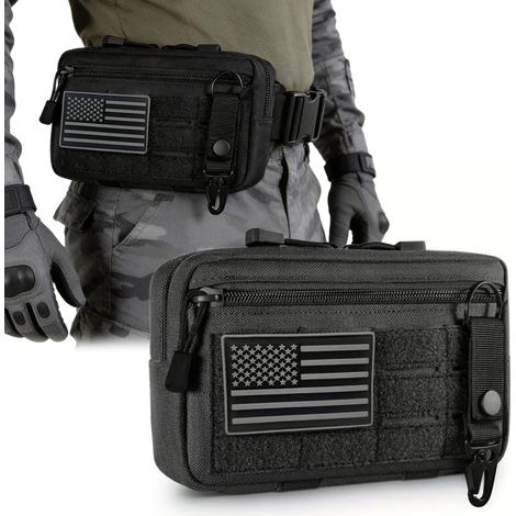 Pochette organisatrice tactique, étui pour outil multifonction EDC avec zone pour patch Velcro et pochette de rangement modulaire horizontale. (1/5)
