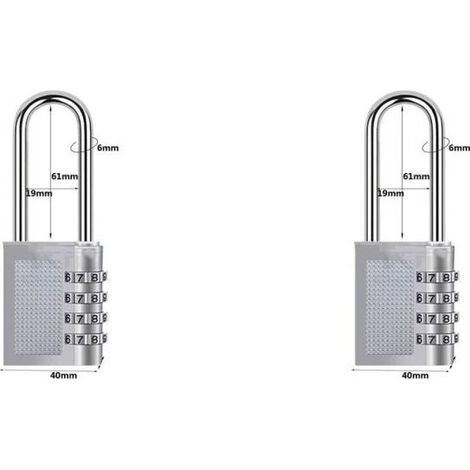 [2 Pack] 4-Digit Combination Padlock, Waterproof Combination Lock, Waterproof Metal and Plated Steel Combination Clasp (17B-L Electric White) (1/3)