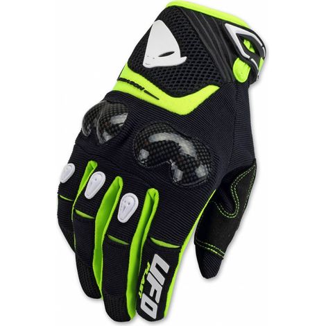 Gants de moto UFO Reason Carbon XL Noir/Gris/Jaune fluo 2024