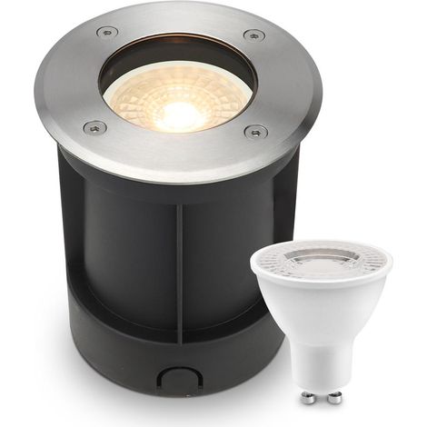 LED Bodeneinbaustrahler rund Edelstahl 230V IP67 - Leuchtmittel: GU10 4W 2700K - Anzahl: 1x (1/5)